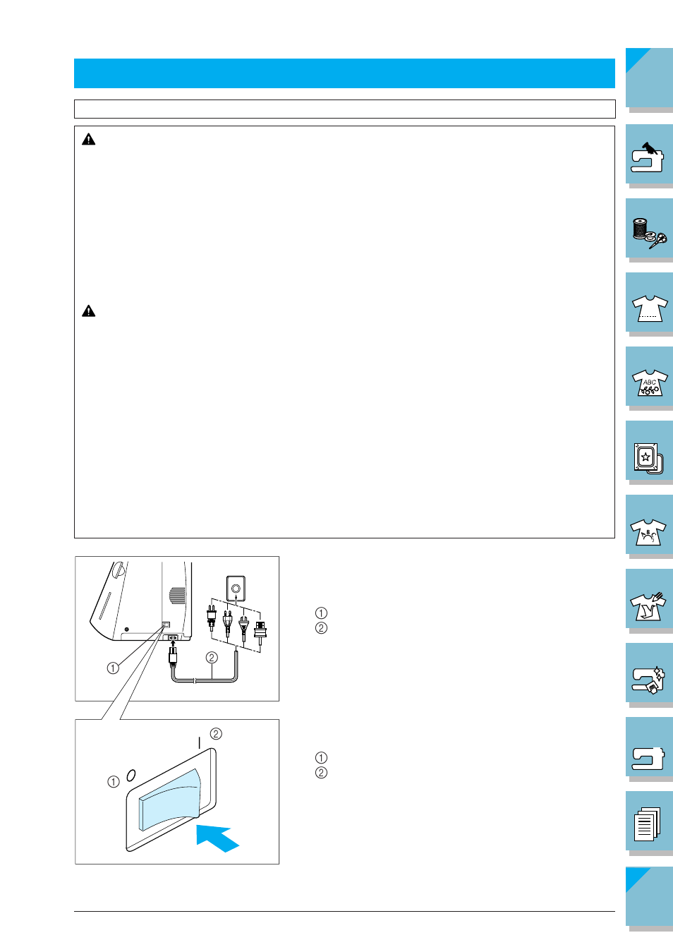 Basic operation -12, Connecting the power -12, P.1-12) | Basic operation, Warning, Caution | Brother ULT2002D User Manual | Page 23 / 319