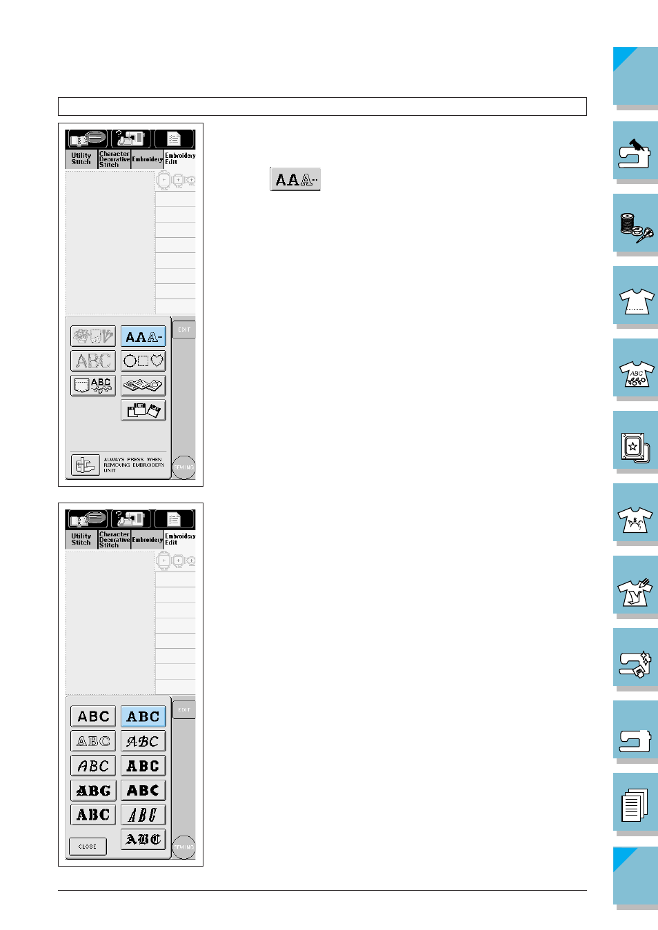 Selecting character patterns -5 | Brother ULT2002D User Manual | Page 242 / 319