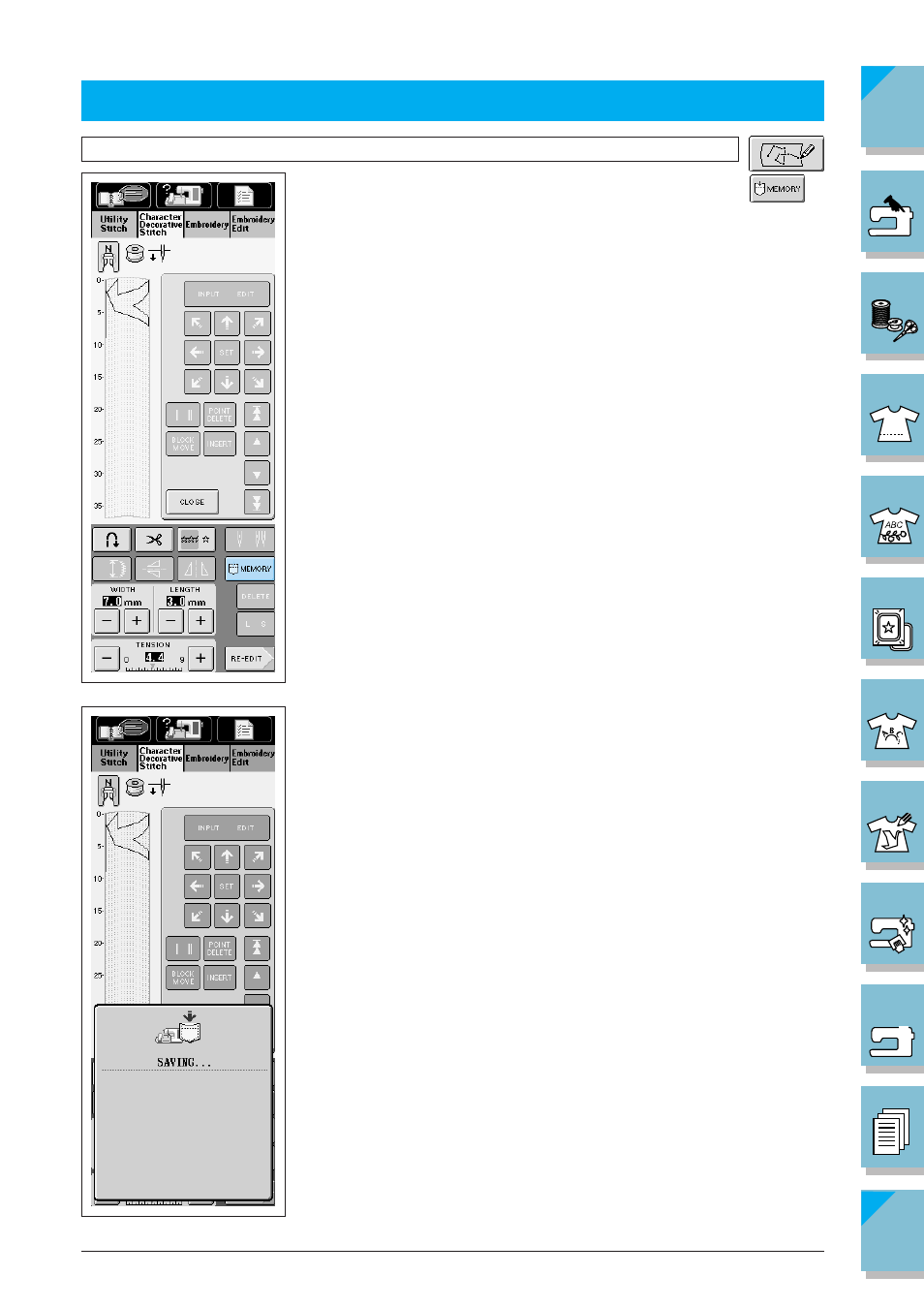 Memory functions -11, Storing the custom design -11 | Brother ULT2002D User Manual | Page 286 / 319