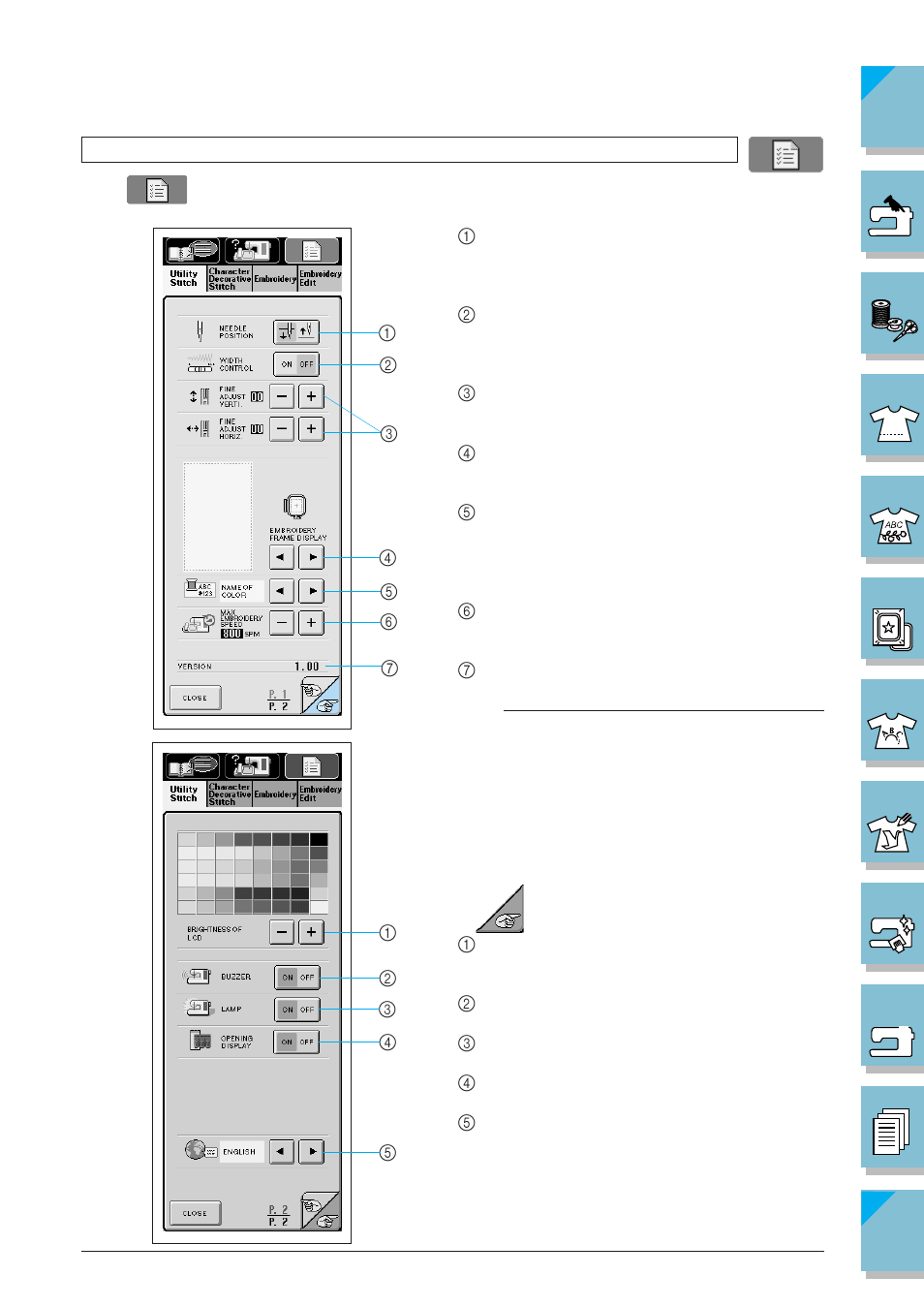 Using the machine settings key -19 | Brother ULT2002D User Manual | Page 30 / 319