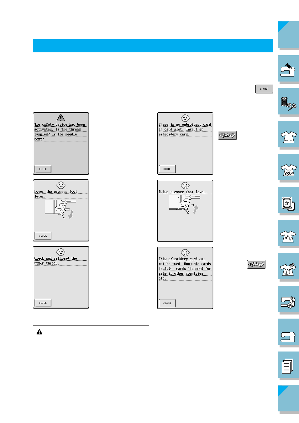 Error messages -10, Caution, Error messages | Brother ULT2002D User Manual | Page 305 / 319