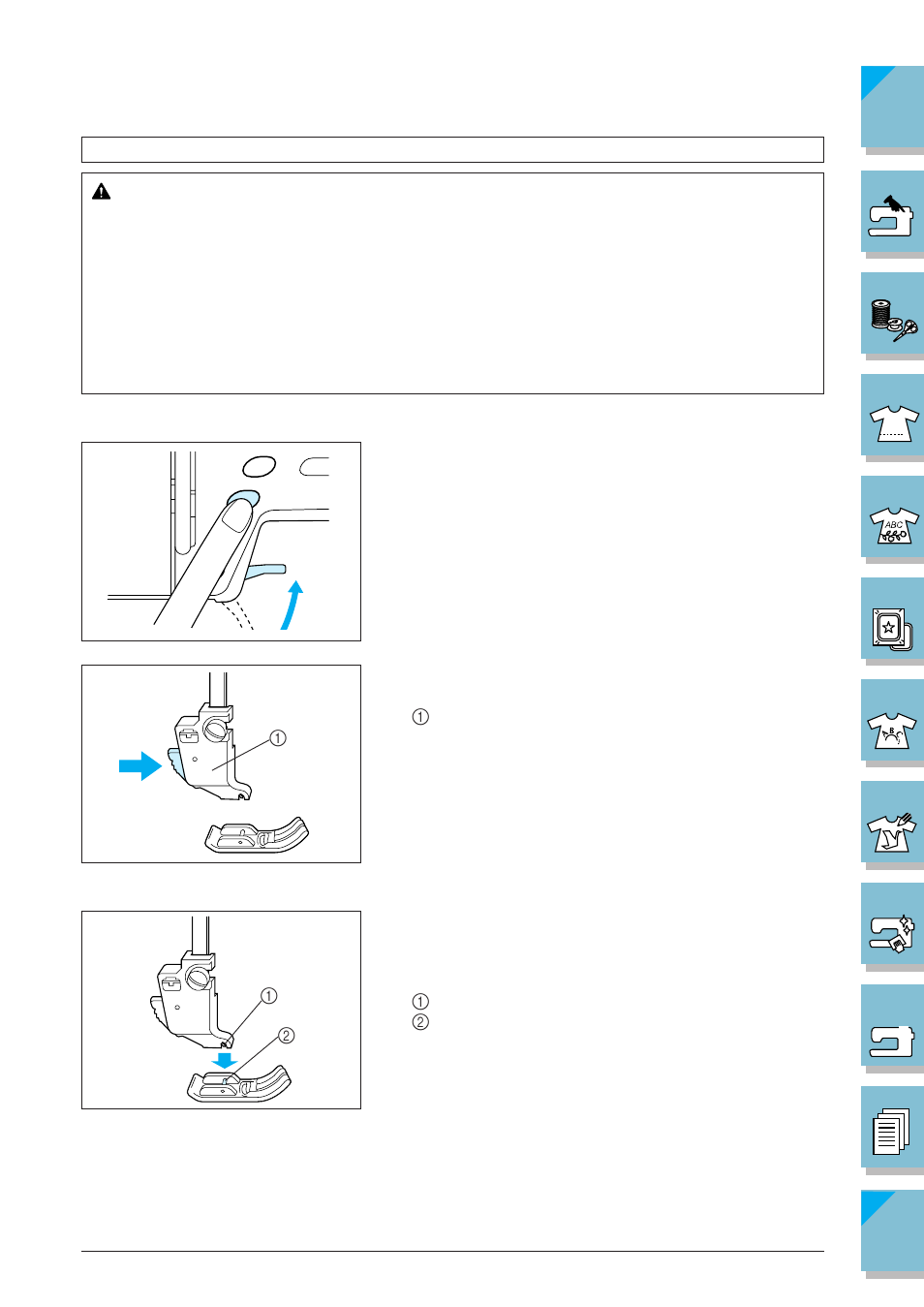 Changing the presser foot -39, P.1-39, 1-42), Caution | Brother ULT2002D User Manual | Page 50 / 319