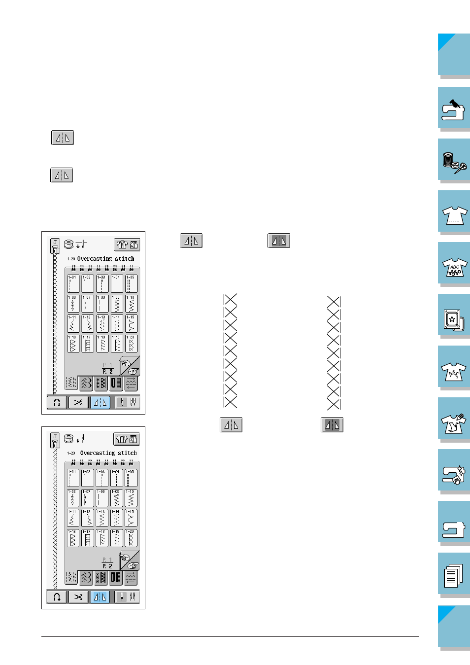 Using the mirror image key -11 | Brother ULT2002D User Manual | Page 84 / 319