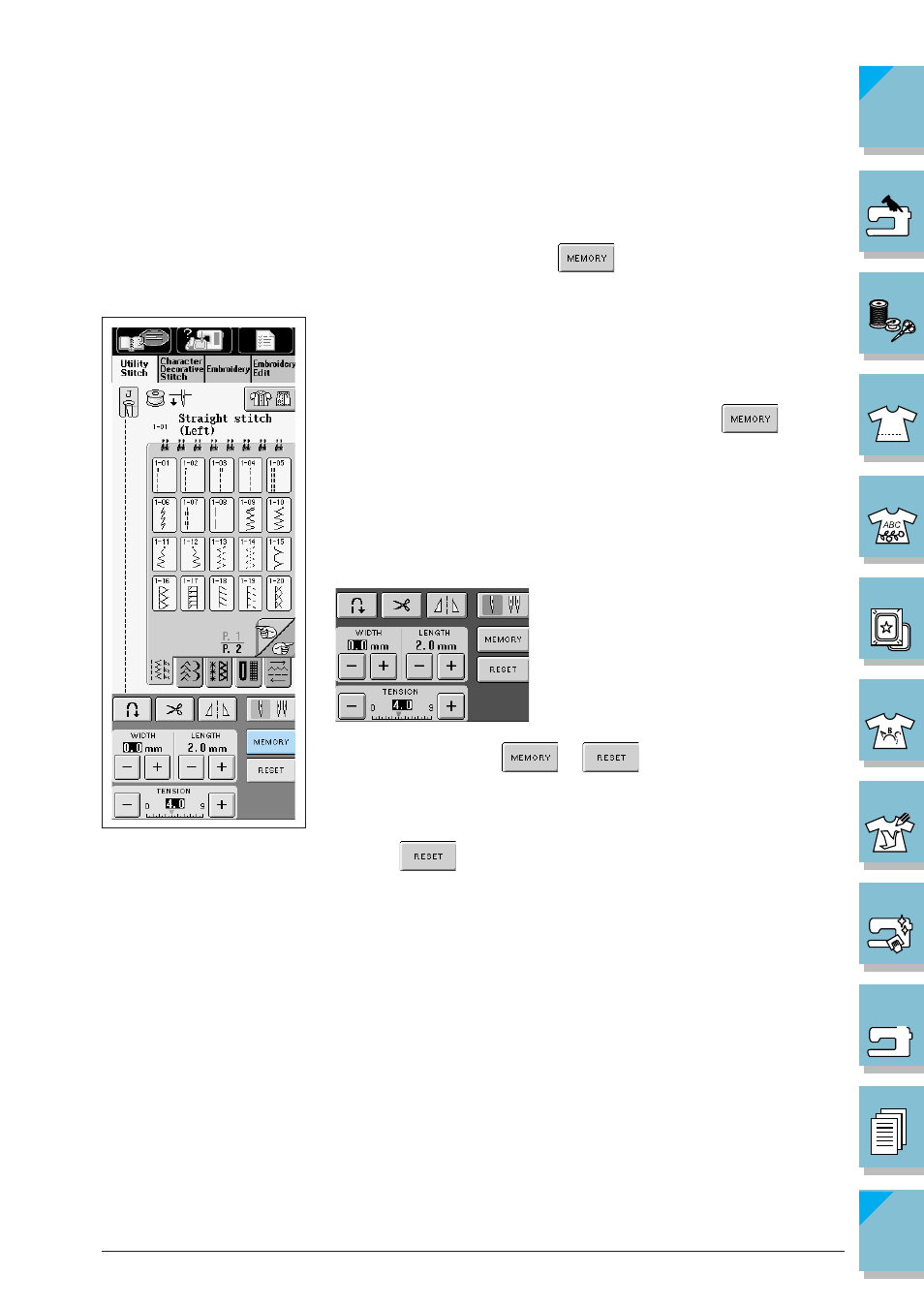 Saving your preferred stitch settings 3-12 | Brother ULT2002D User Manual | Page 85 / 319