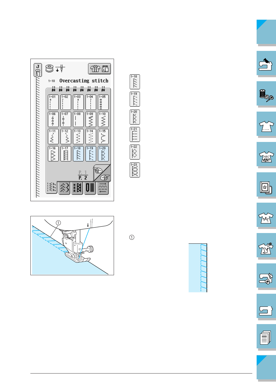 Overcasting using presser foot “j” 3-24 | Brother ULT2002D User Manual | Page 97 / 319