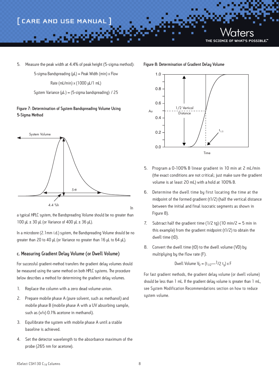 Care and use manual | Waters XSelect CSH130 C18 3.5 μm and 5 μm Columns User Manual | Page 8 / 11