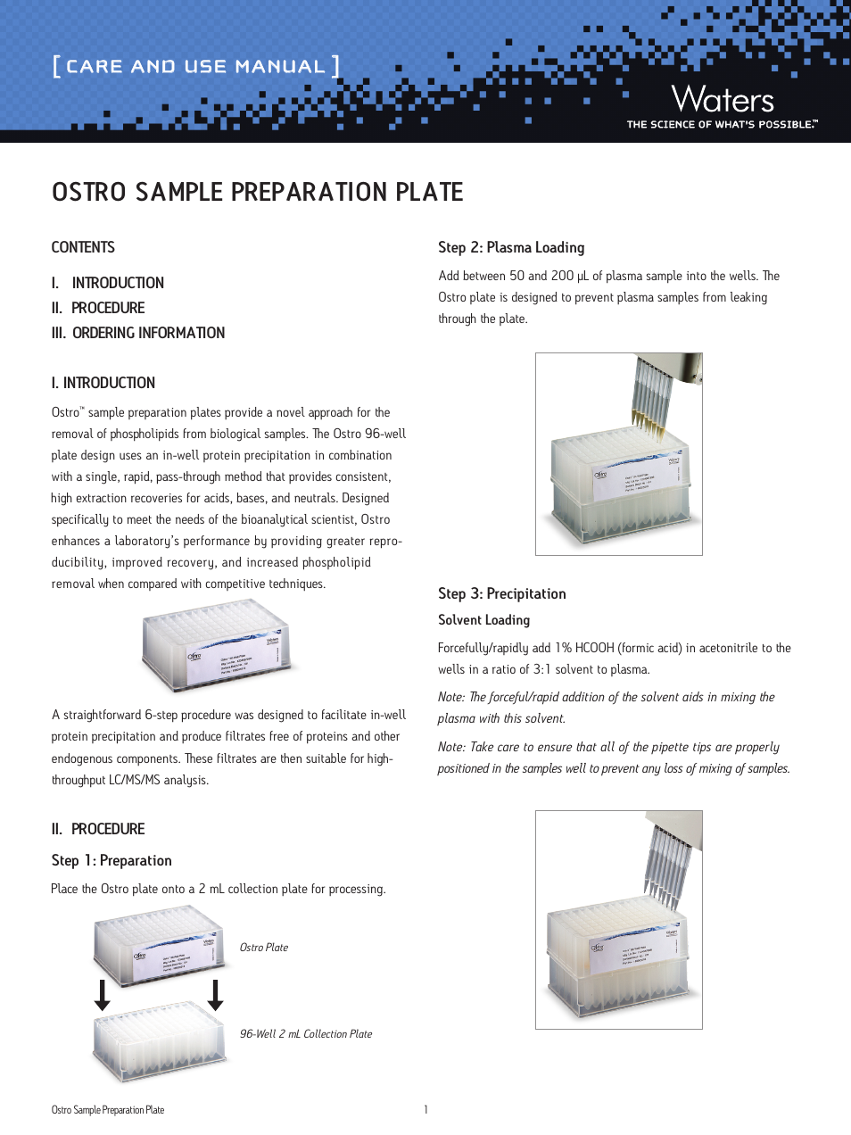 Waters Ostro Sample Preparation Products User Manual | 3 pages