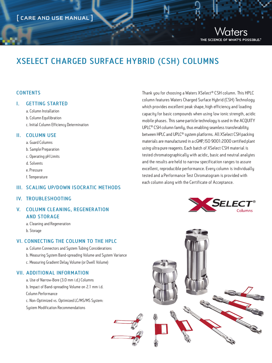 Waters XSelect CSH HPLC Columns User Manual | 9 pages