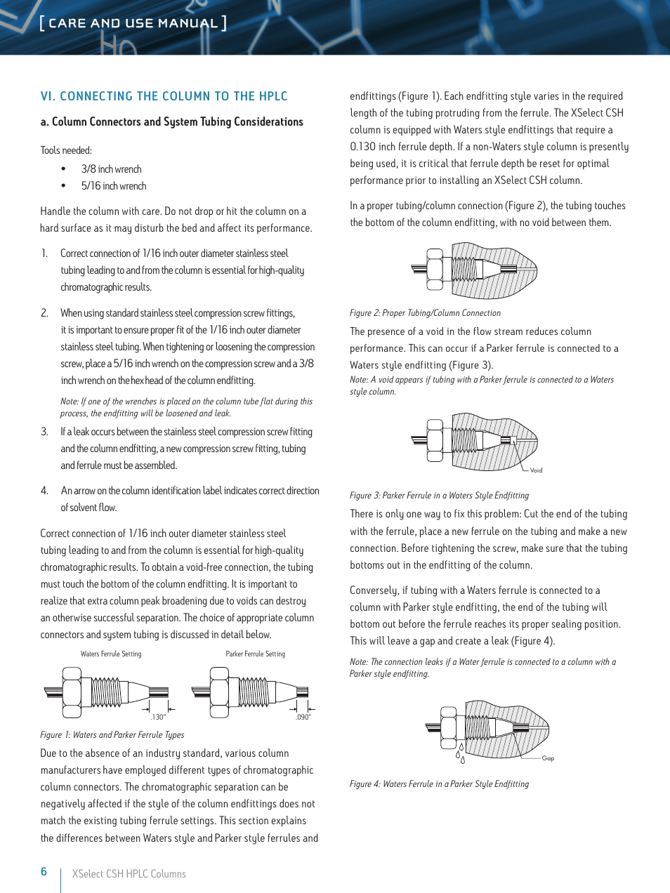 Care and use manual | Waters XSelect CSH HPLC Columns User Manual | Page 6 / 9