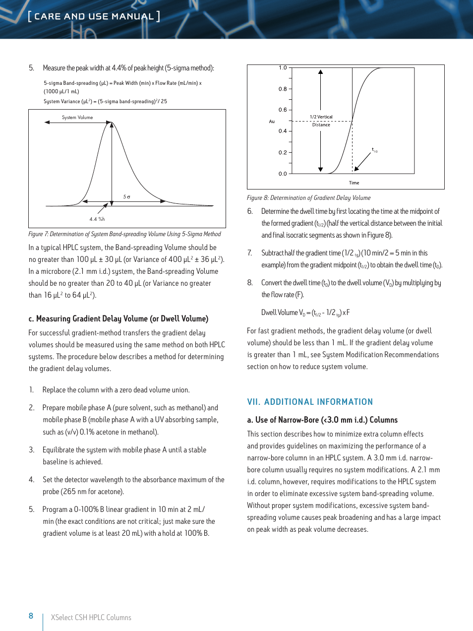 Care and use manual | Waters XSelect CSH HPLC Columns User Manual | Page 8 / 9