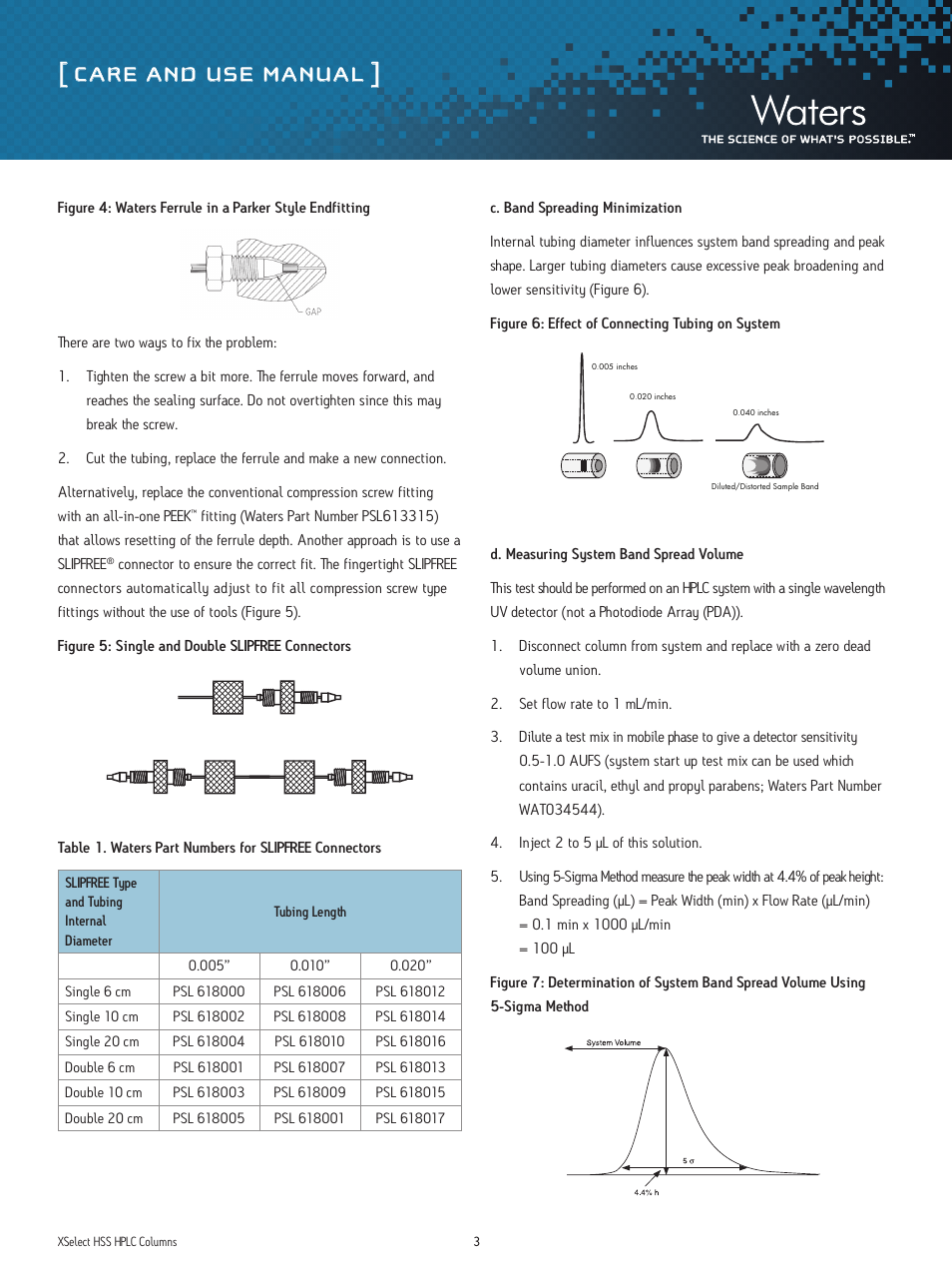 Care and use manual | Waters XSelect HSS HPLC Columns User Manual | Page 3 / 8