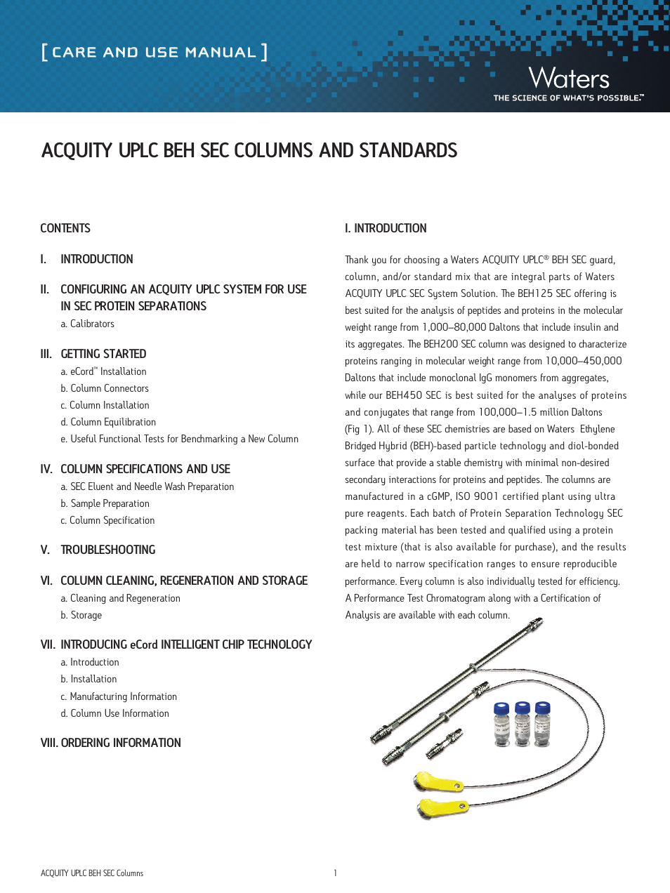 Waters ACQUITY UPLC SEC Columns and Standards User Manual | 9 pages