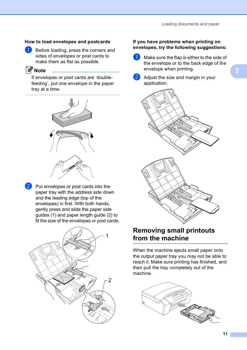 Removing small printouts from the machine | Brother DCP-165C User Manual | Page 19 / 111