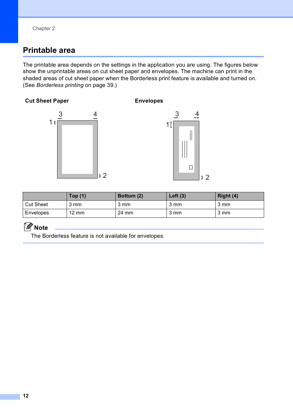 Printable area | Brother DCP-165C User Manual | Page 20 / 111