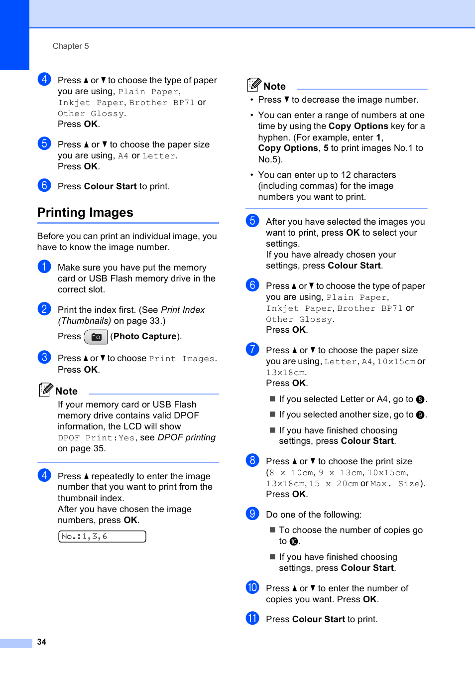 Printing images | Brother DCP-165C User Manual | Page 42 / 111