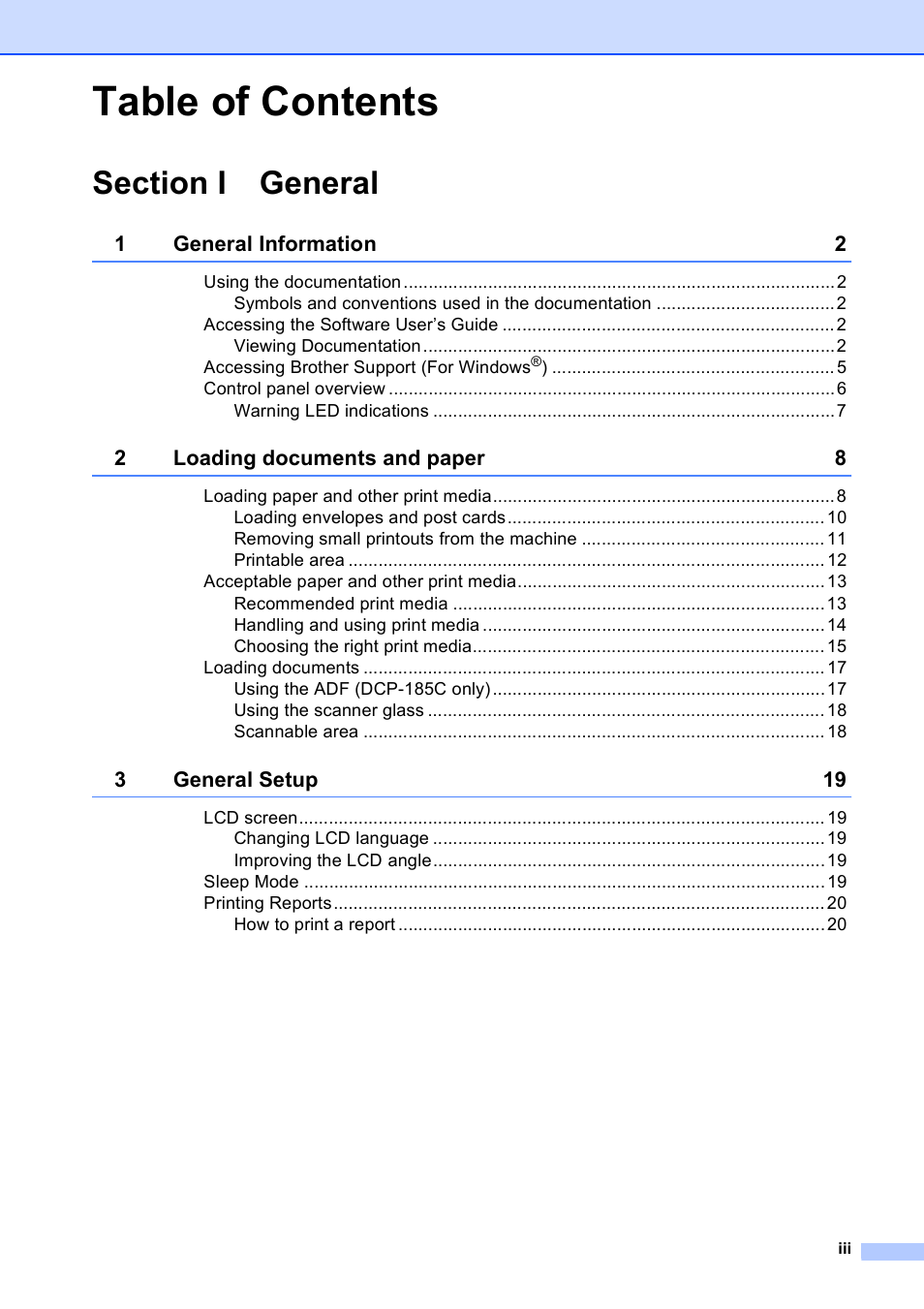 Brother DCP-165C User Manual | Page 5 / 111