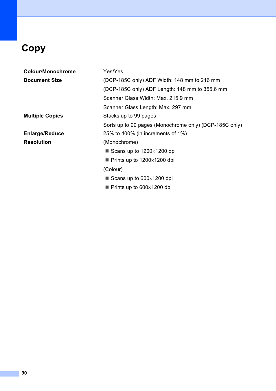 Copy | Brother DCP-165C User Manual | Page 98 / 111