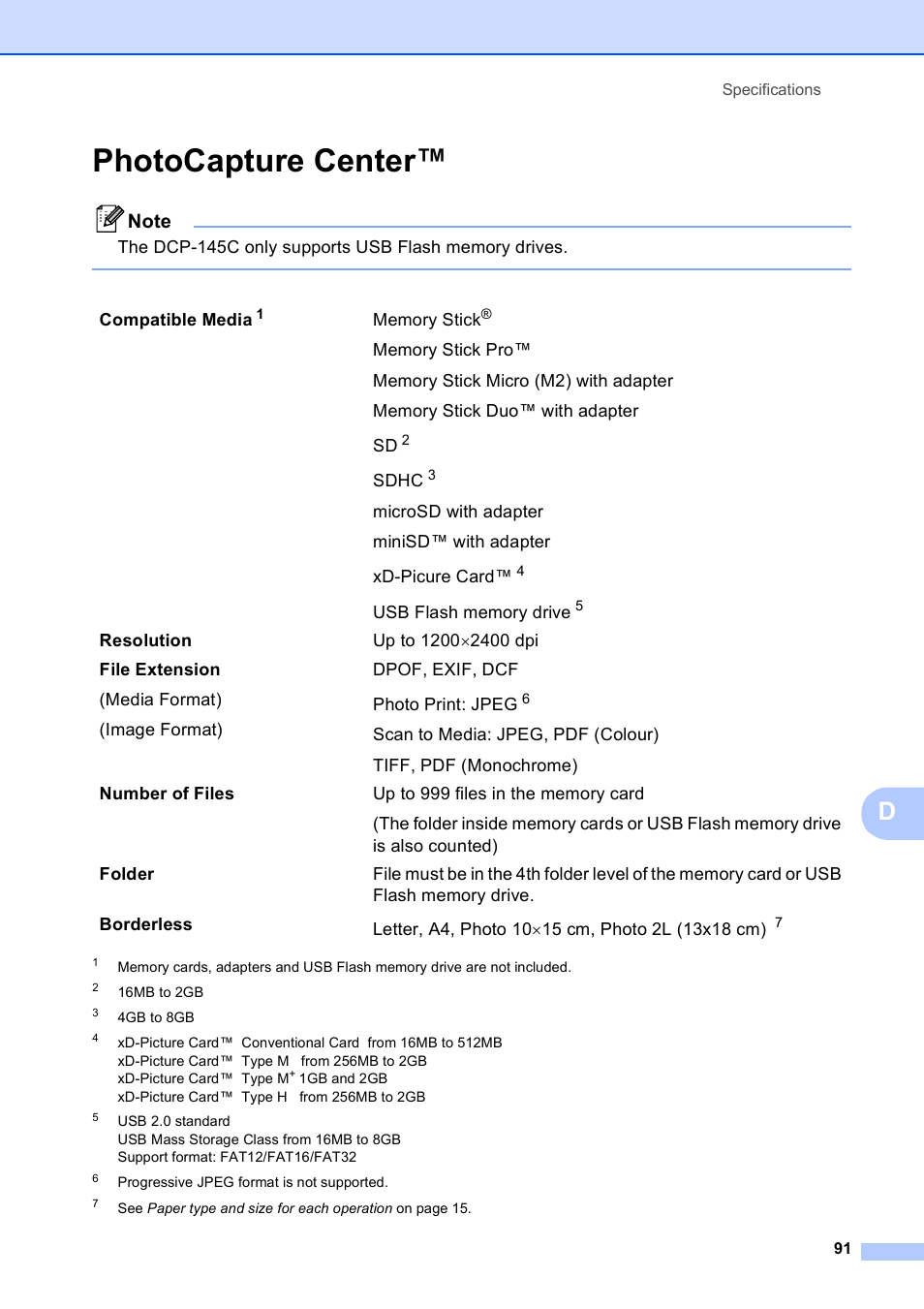 Photocapture center | Brother DCP-165C User Manual | Page 99 / 111