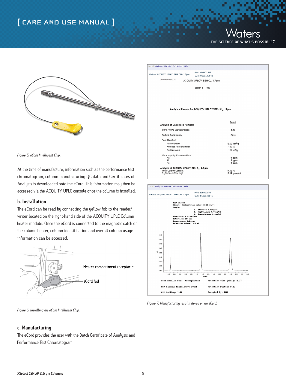 Care and use manual | Waters XSelect CSH XP 2.5 µm Columns User Manual | Page 8 / 11