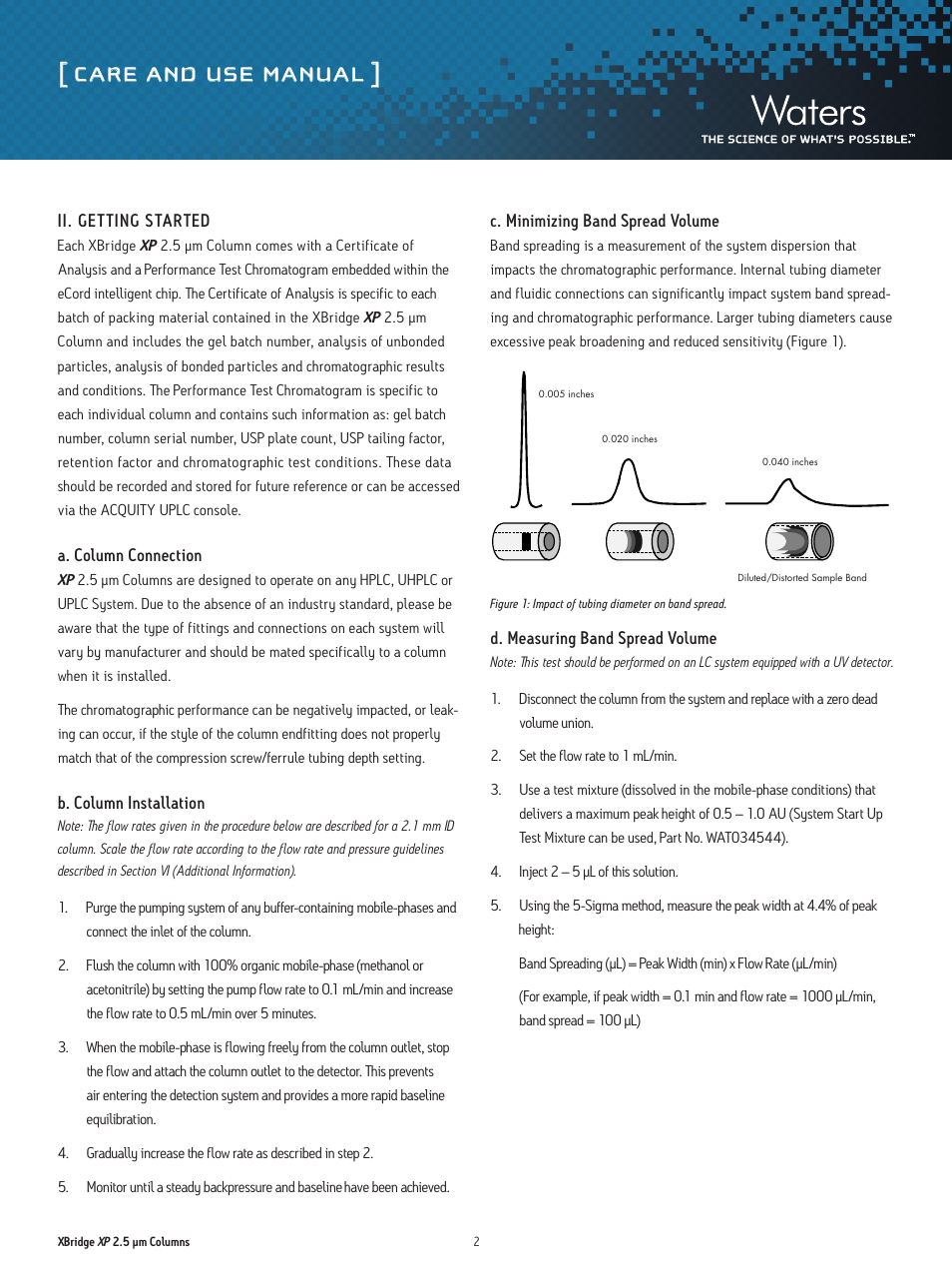 Care and use manual | Waters XBridge XP 2.5 µm Columns User Manual | Page 2 / 14