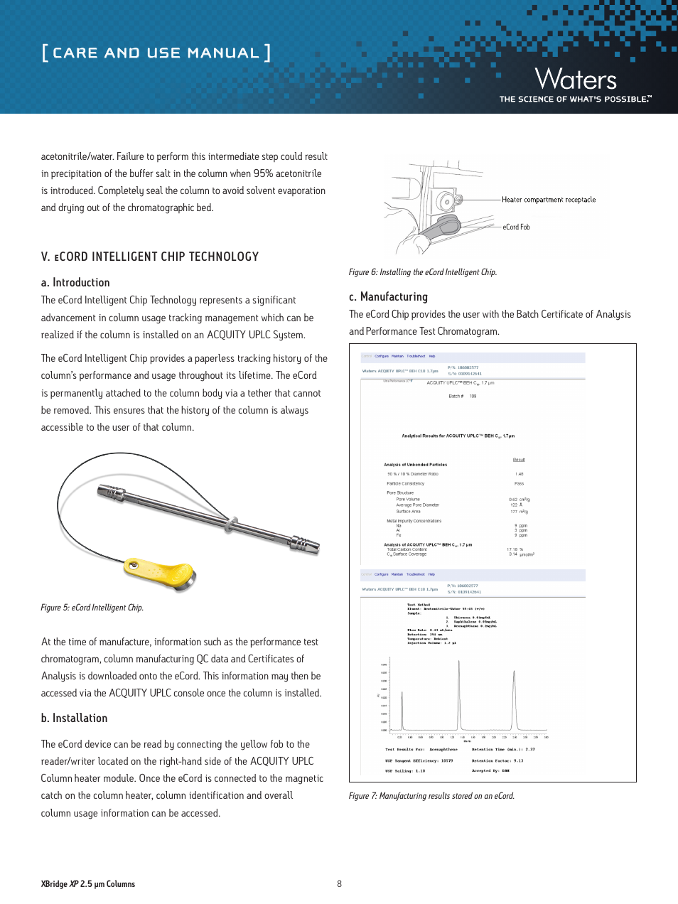 Care and use manual | Waters XBridge XP 2.5 µm Columns User Manual | Page 8 / 14
