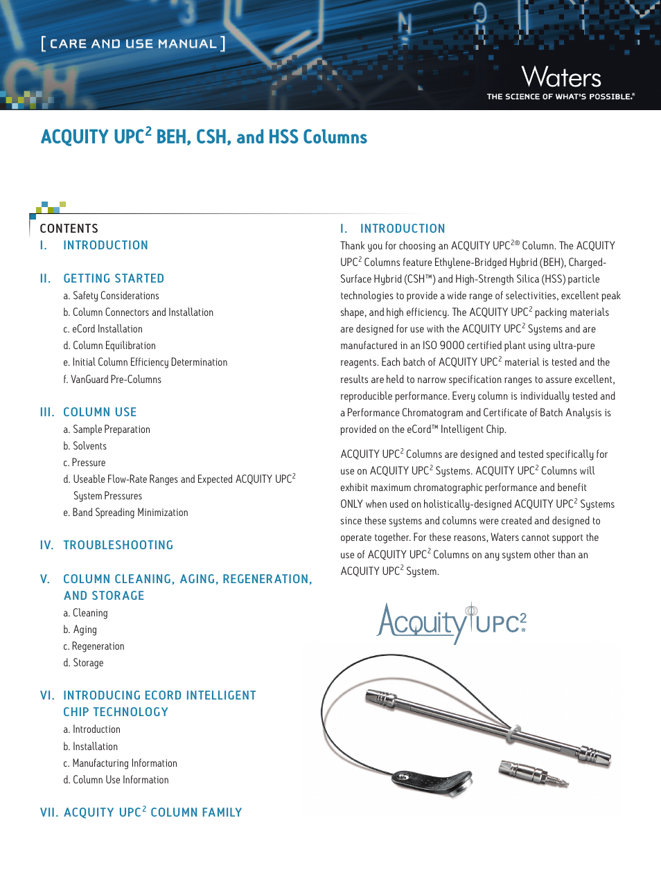 Waters ACQUITY UPC2 BEH, HSS, and CSH Columns User Manual | 8 pages