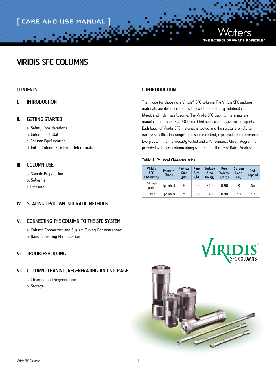 Waters Viridis SFC Columns User Manual | 6 pages