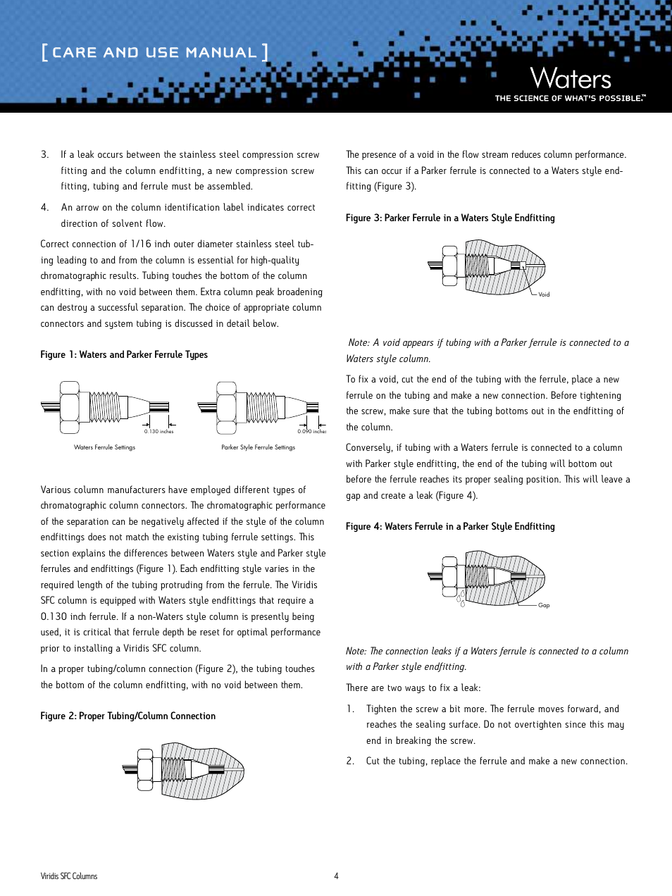 Care and use manual | Waters Viridis SFC Columns User Manual | Page 4 / 6