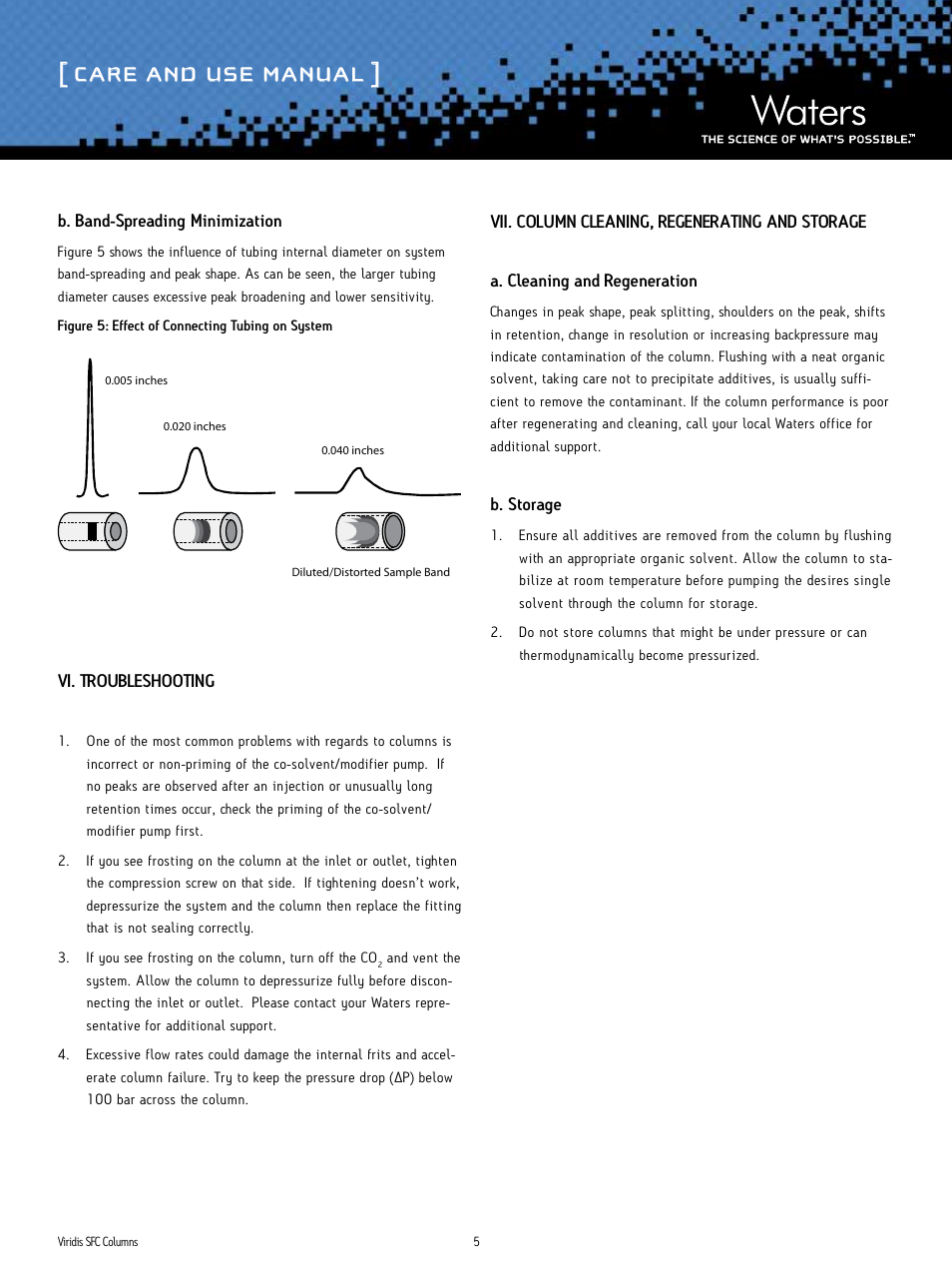 Care and use manual | Waters Viridis SFC Columns User Manual | Page 5 / 6