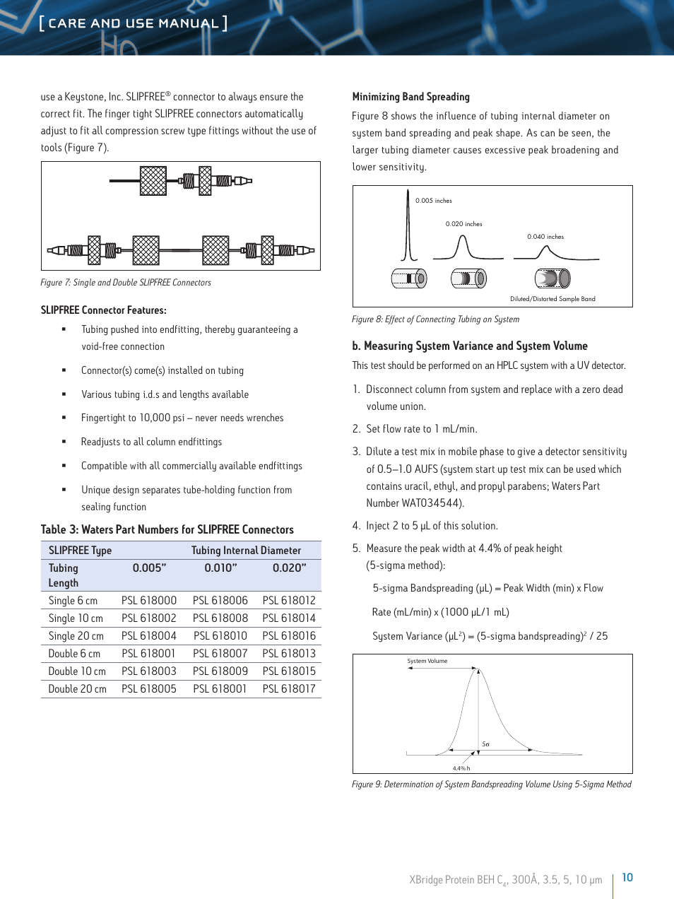 Care and use manual | Waters XBridge Protein BEH, C4, 300A, 3.5 µm Columns User Manual | Page 10 / 11