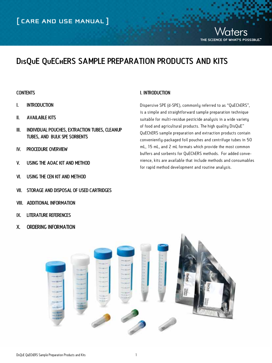 Waters DisQuE Dispersive Sample Preparation Kit User Manual | 5 pages