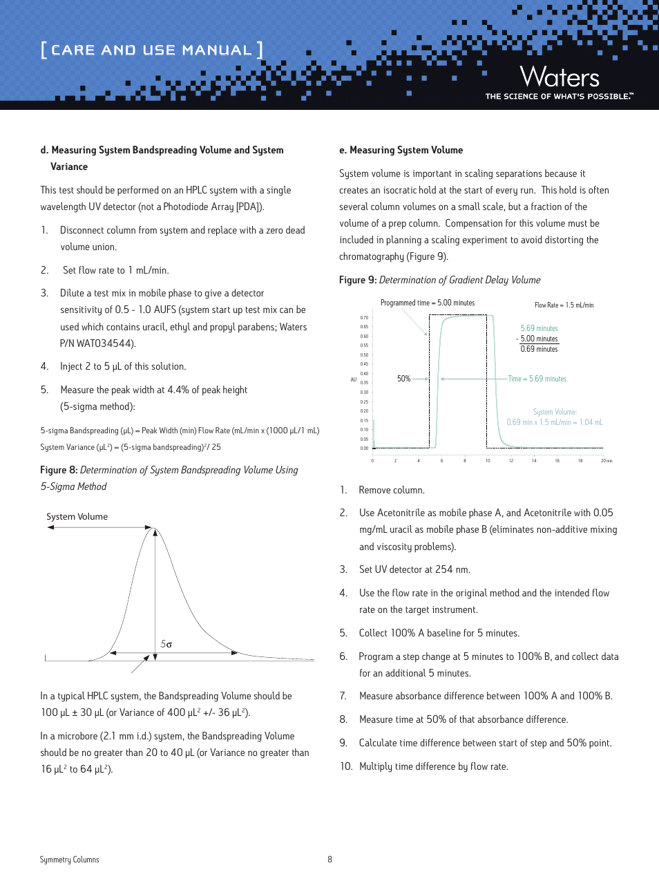 Care and use manual, 36 μl | Waters Symmetry Columns User Manual | Page 8 / 10