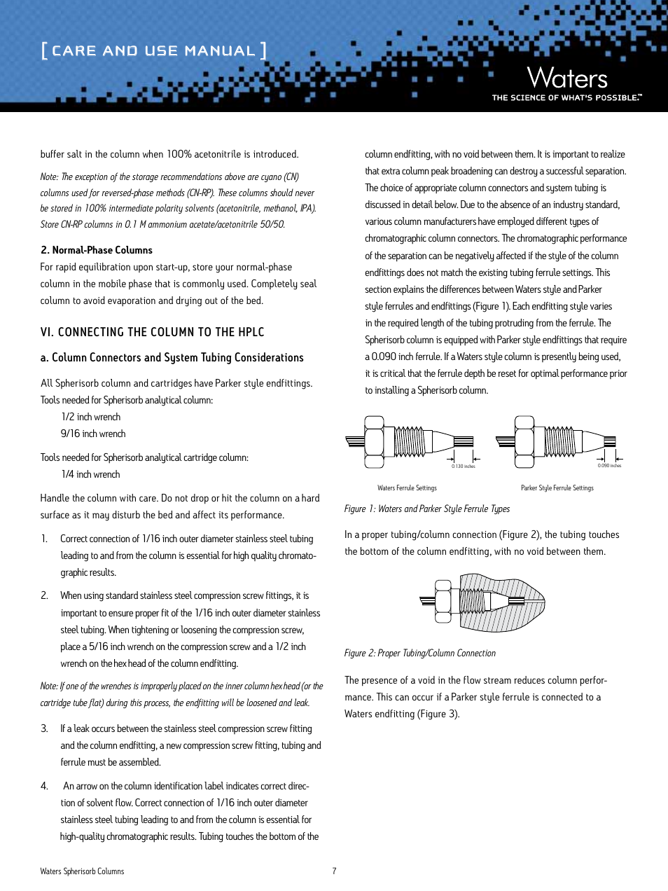 Care and use manual | Waters Spherisorb Columns User Manual | Page 7 / 11