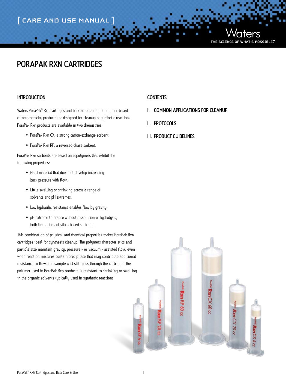 Waters PoraPak RXN Cartridges User Manual | 5 pages