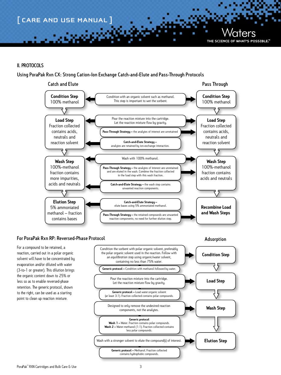 Care and use manual | Waters PoraPak RXN Cartridges User Manual | Page 3 / 5