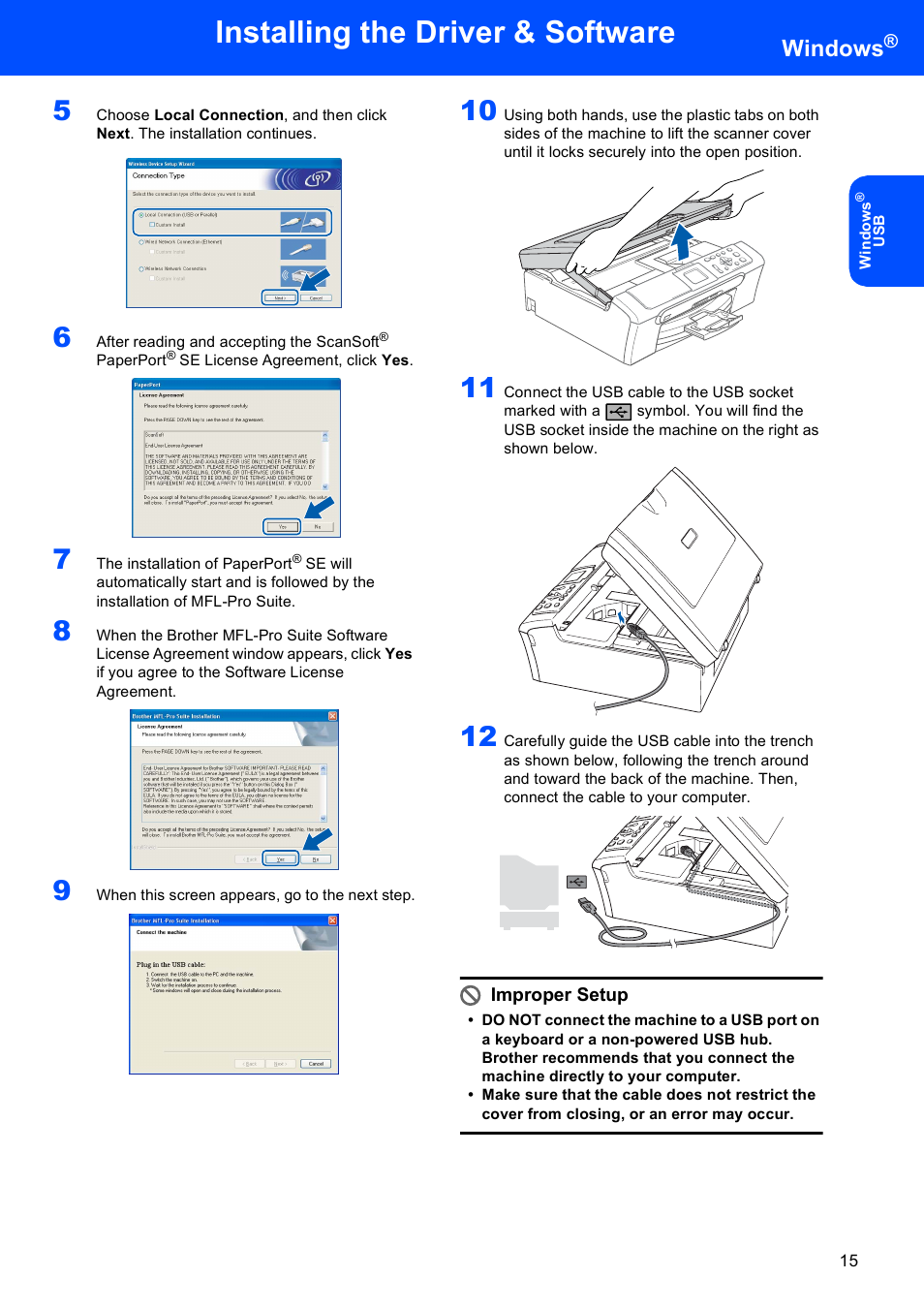 Installing the driver & software, Windows | Brother DCP-750CW User Manual | Page 17 / 51