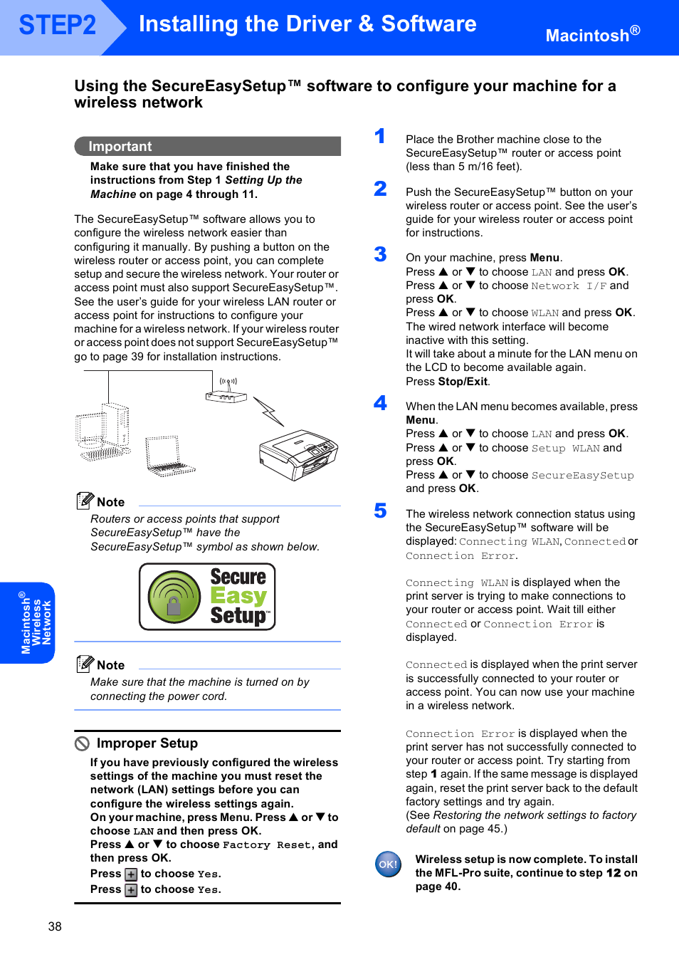 Step2, Installing the driver & software, Macintosh | Brother DCP-750CW User Manual | Page 40 / 51