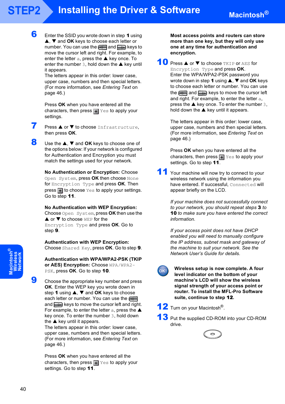 Step, 12 on, Step 8 | Step2, Installing the driver & software, Macintosh | Brother DCP-750CW User Manual | Page 42 / 51