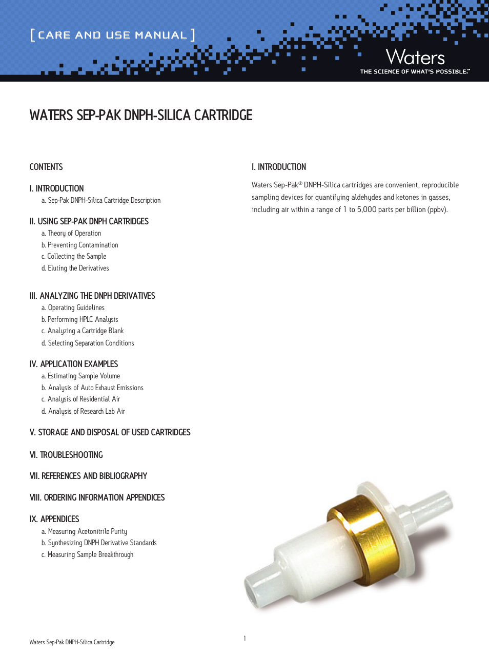 Waters Sep-Pak DNPH-Silica Cartridges User Manual | 11 pages