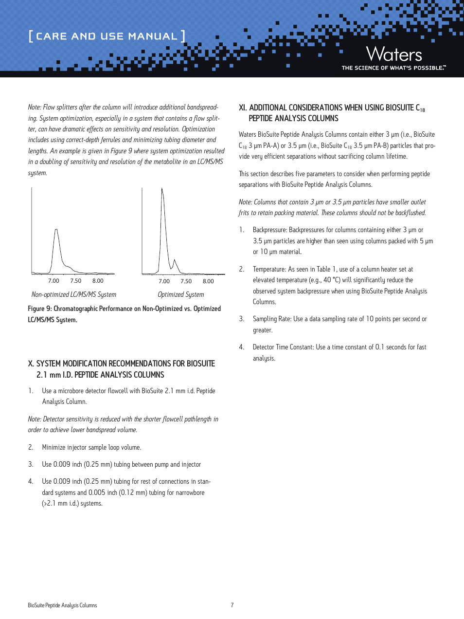 Care and use manual | Waters BioSuite Peptide Analysis Columns User Manual | Page 7 / 8