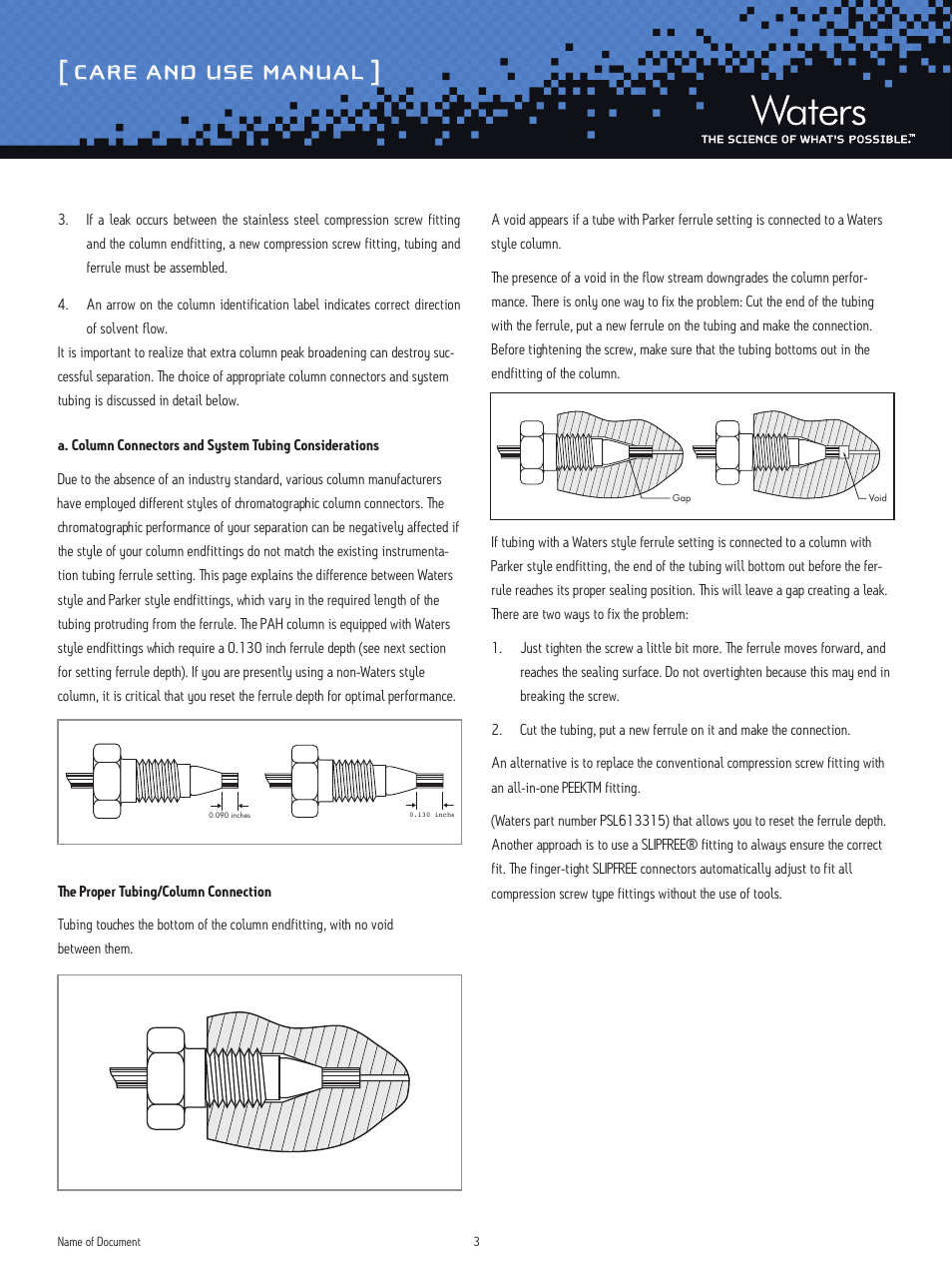 Care and use manual | Waters PAH Columns User Manual | Page 3 / 7