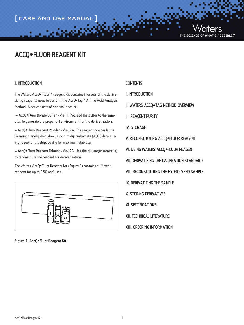 Waters AccQ-Fluor Reagent Kit User Manual | 5 pages
