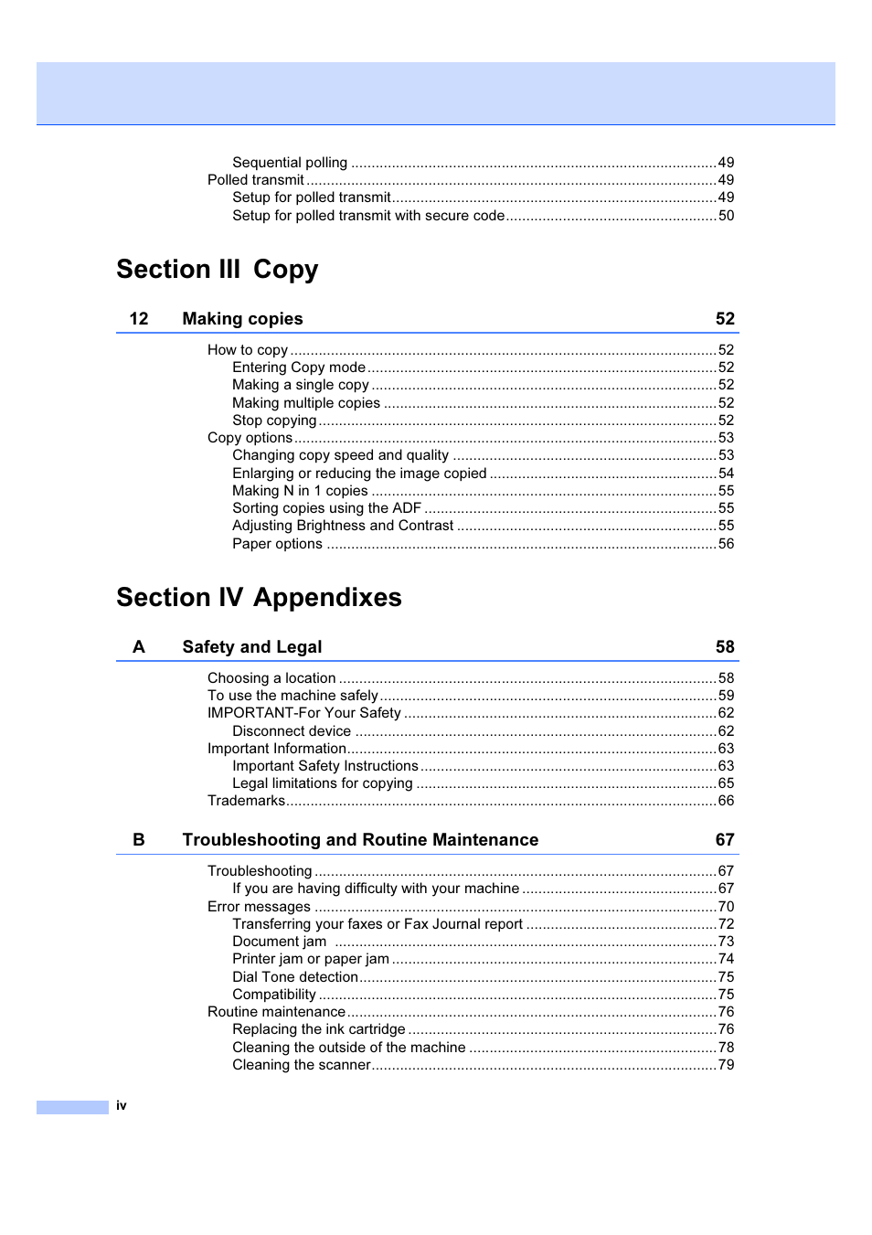 Brother IntelliFAX 1360 User Manual | Page 6 / 114