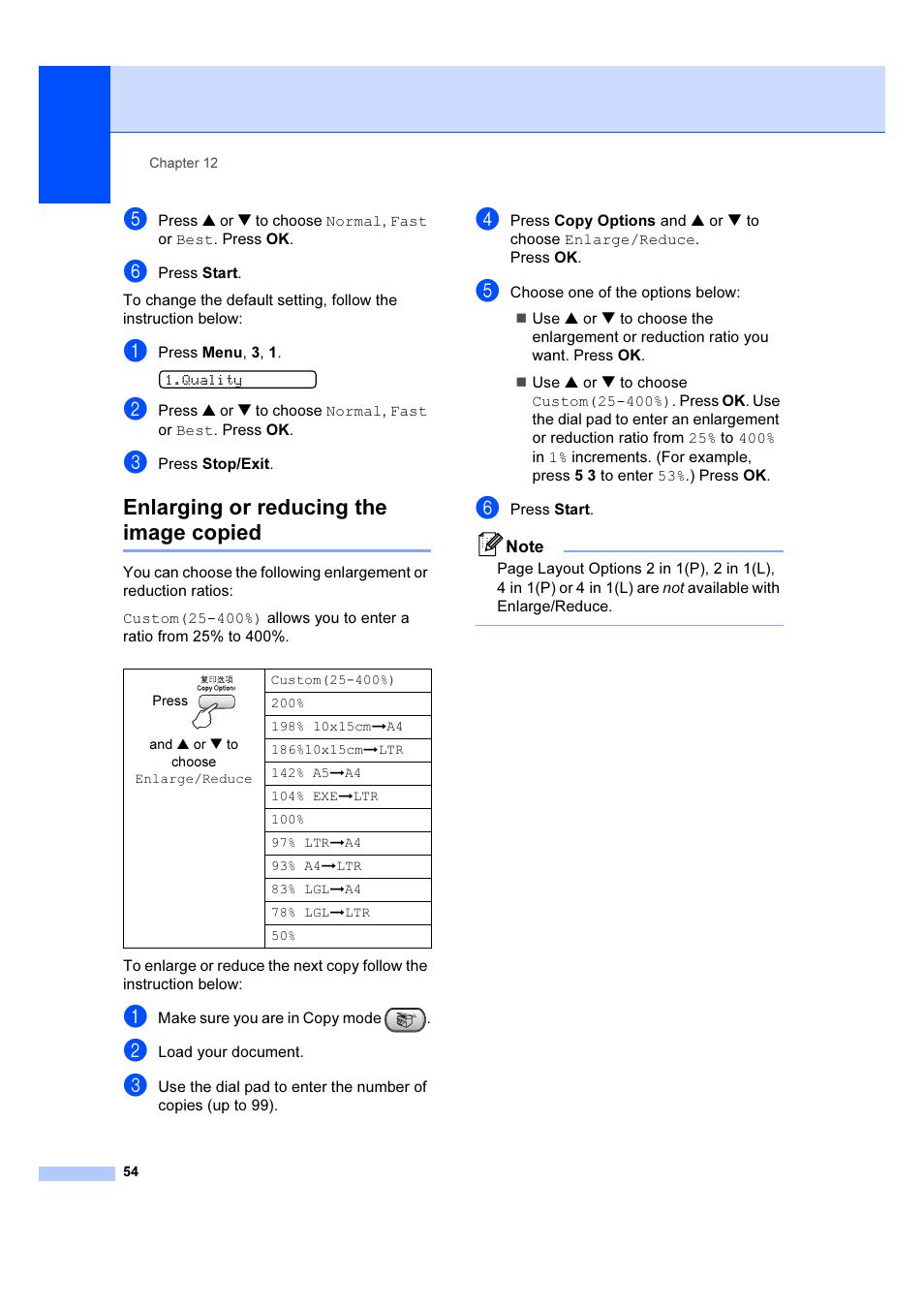 Enlarging or reducing the image copied | Brother IntelliFAX 1360 User Manual | Page 62 / 114