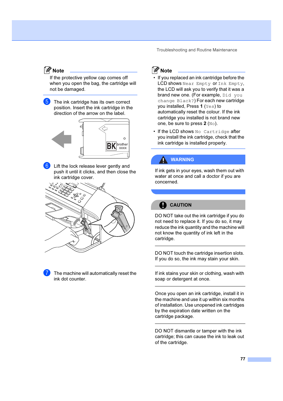 Warning, Caution | Brother IntelliFAX 1360 User Manual | Page 85 / 114