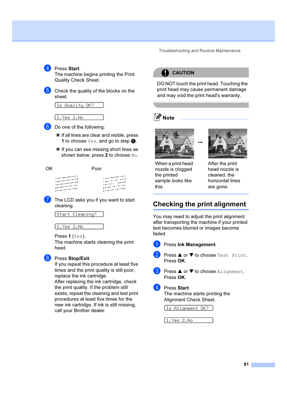 Checking the print alignment | Brother IntelliFAX 1360 User Manual | Page 89 / 114