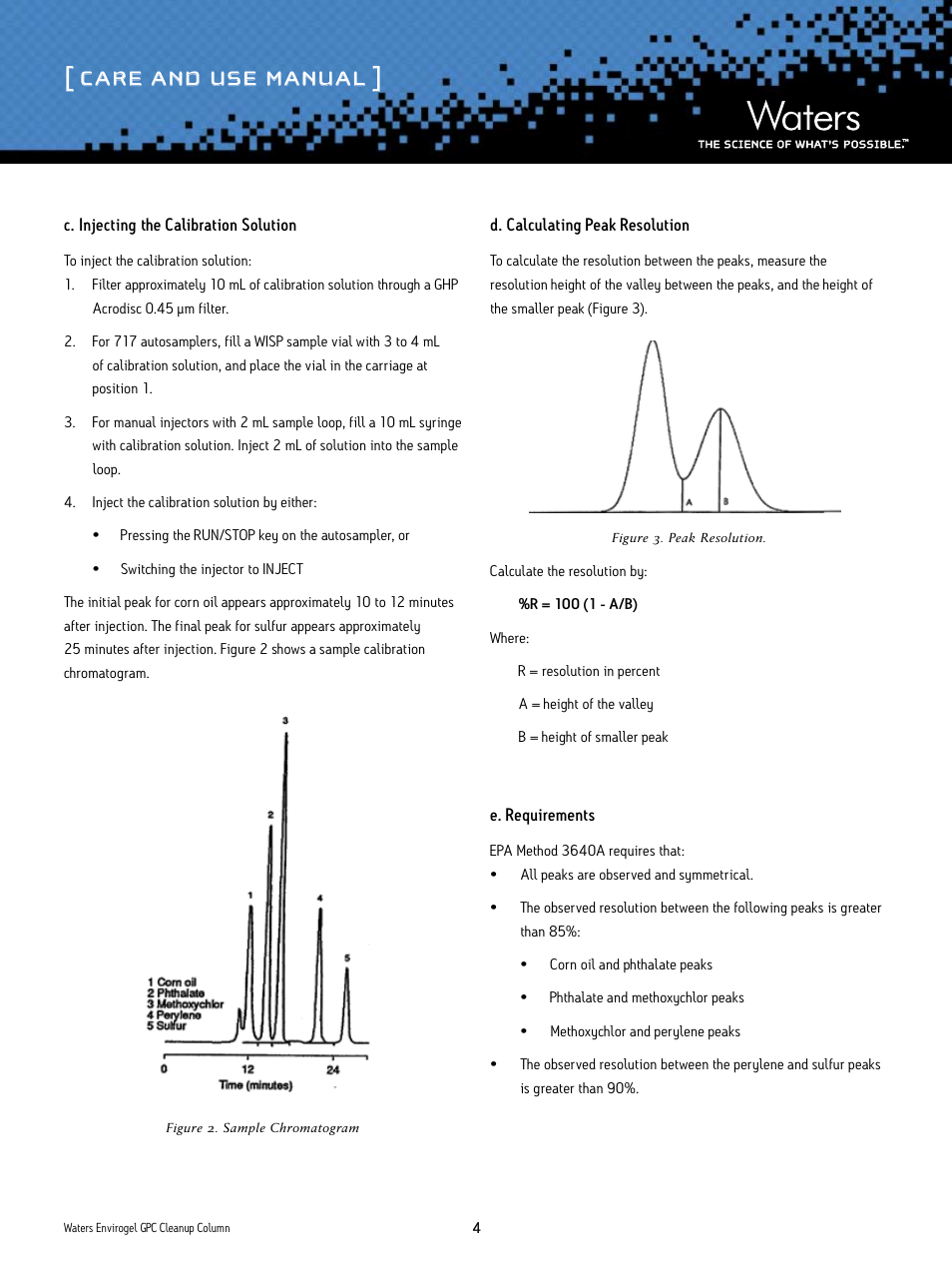 Care and use manual | Waters Envirogel GPC Cleanup Column User Manual | Page 4 / 7