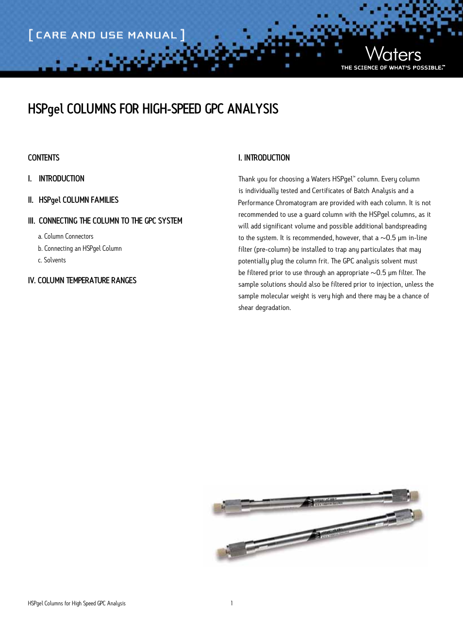 Waters HSPgel Columns User Manual | 5 pages