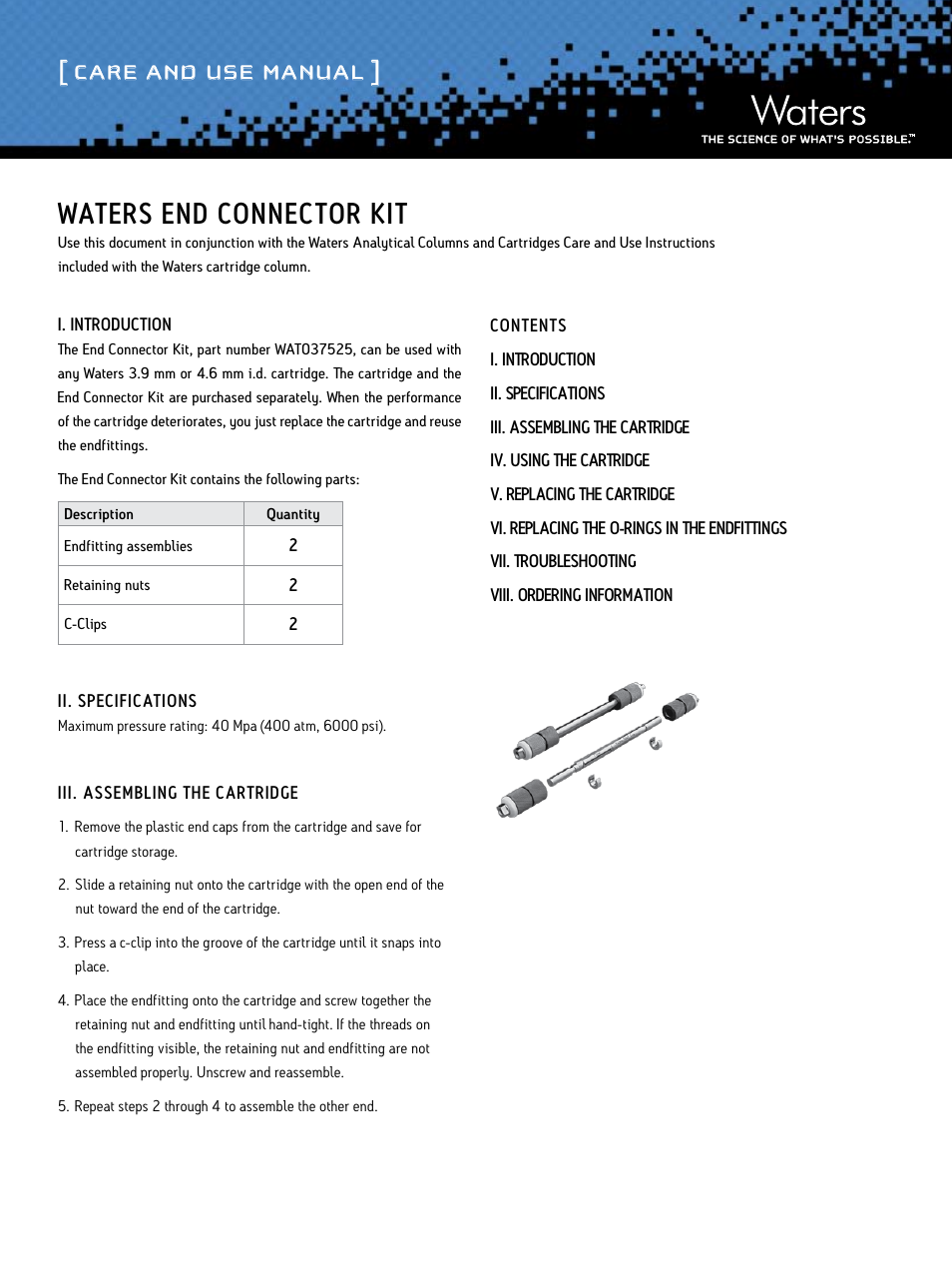 Waters End Connector Kit User Manual | 3 pages