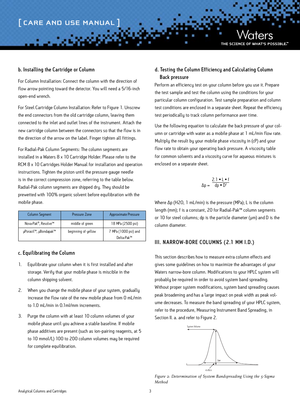 Care and use manual | Waters Analytical Columns and Cartridges User Manual | Page 3 / 6